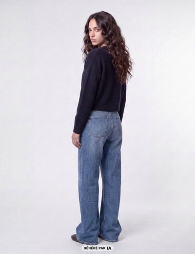 Jean Lenny wide leg taille standard denim double stone