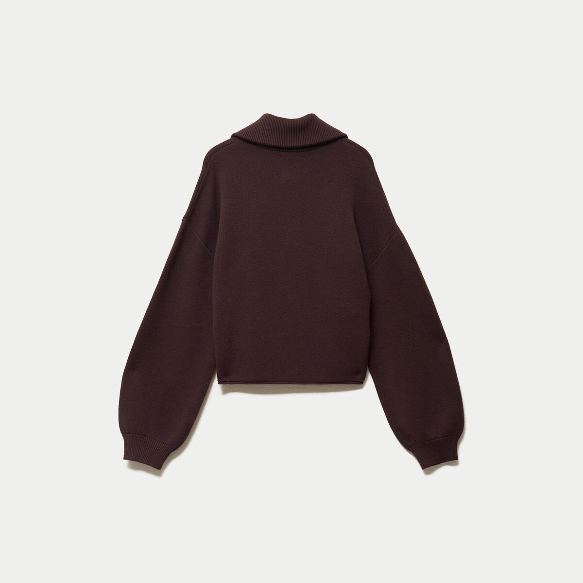 Pull col camionneur manches longues marron fonc&eacute;