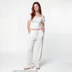 Pantalon large taille standard ecru