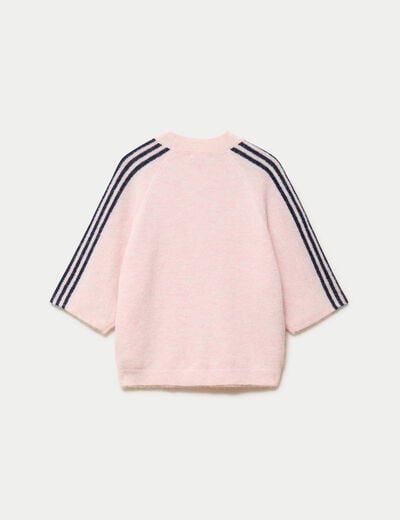 Pull col rond manches 3/4 rose clair