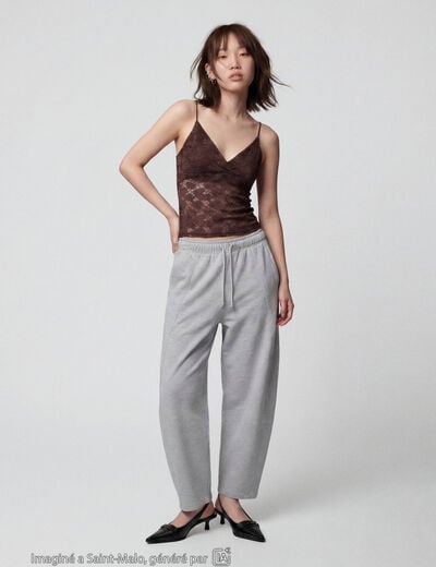 Jogging coupe ample taille standard gris clair ado