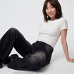 Jean wide leg taille basse denim noir ado