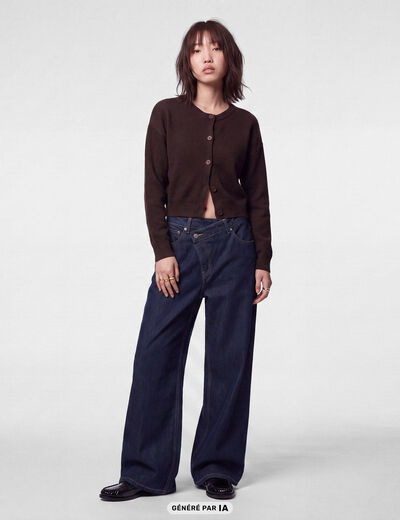 Jean Lenny wide leg taille standard denim brut