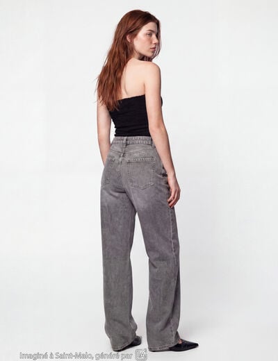 Jean Tom regular taille haute denim gris