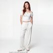 Pantalon large taille standard ecru ado