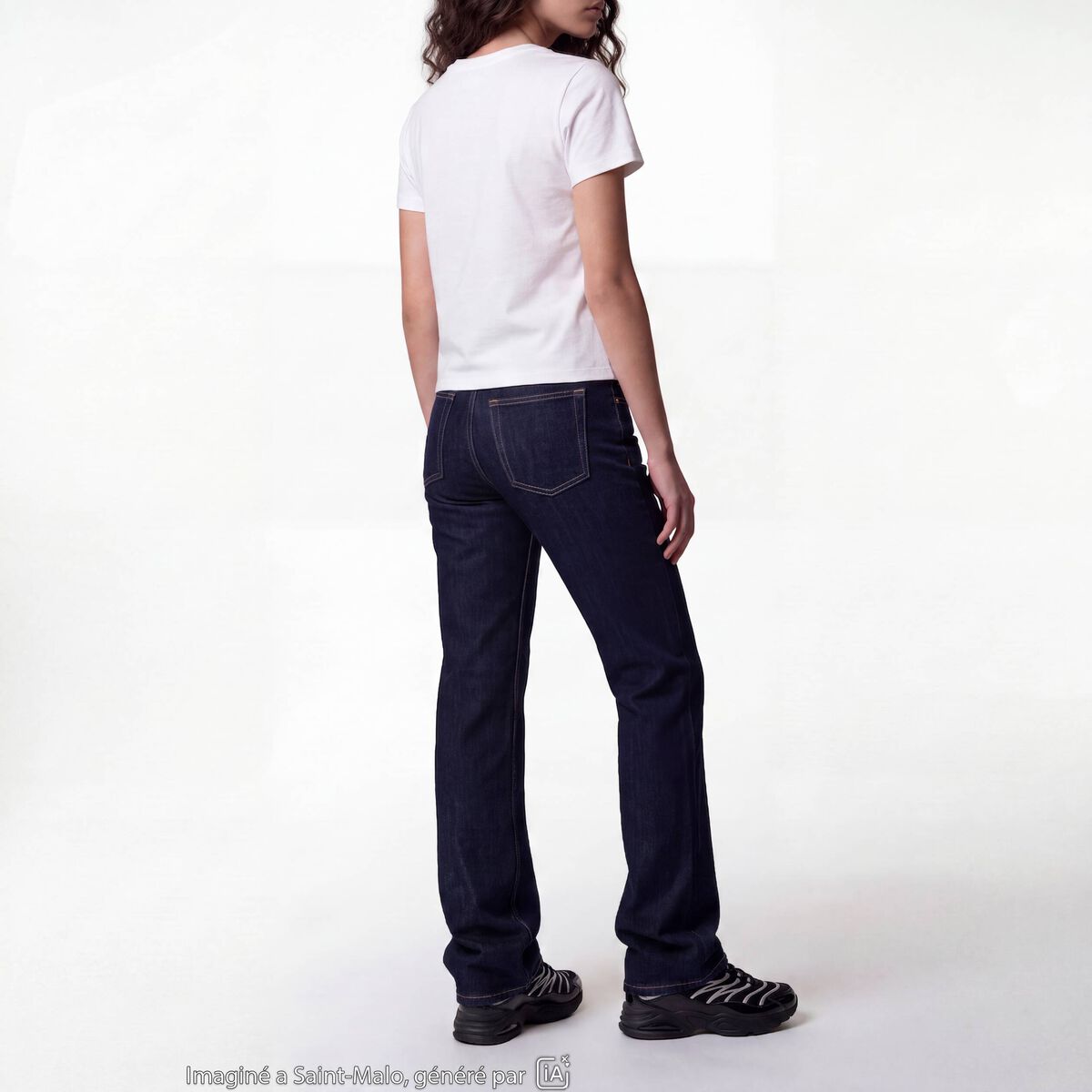 Jean regular taille basse denim brut ado
