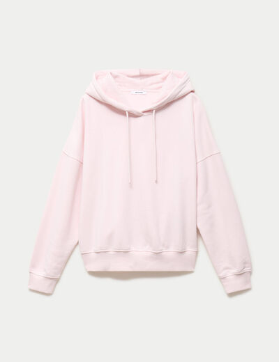 Sweat oversize &agrave; capuche manches longues rose clair