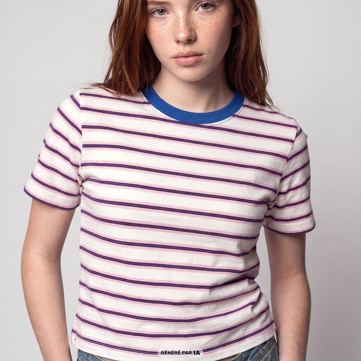 T-shirt ajust&eacute; manches courtes blanc