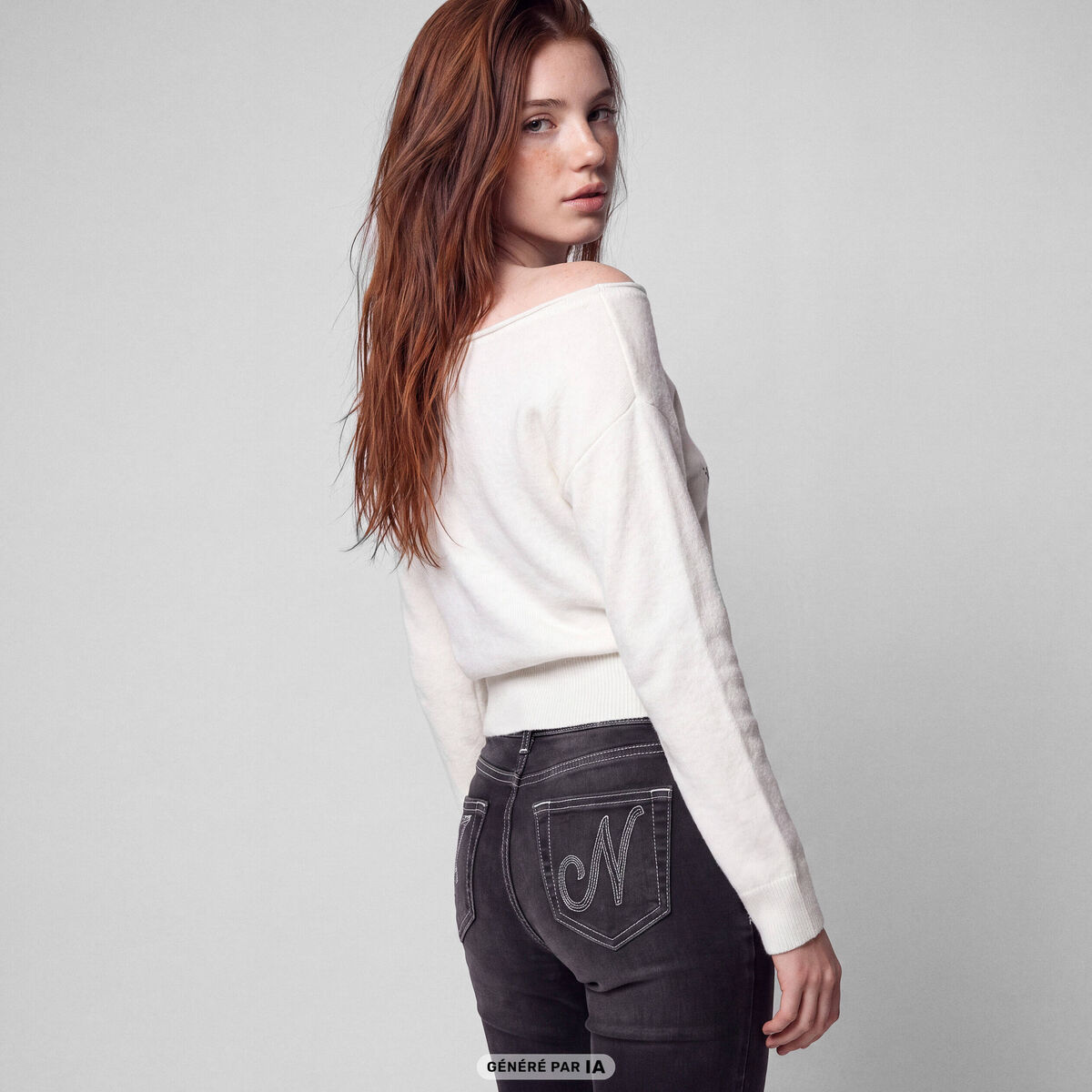 Jean Zoe bootcut taille basse broderie denim noir