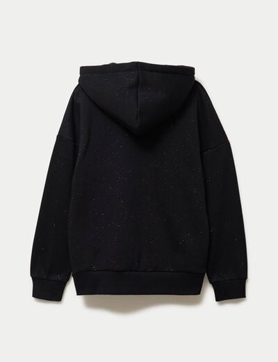 Sweat boyfriend brillant &agrave; capuche noir