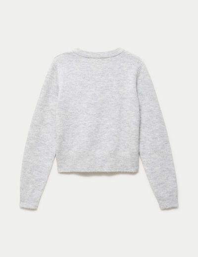 Pull col rond manches longues gris clair