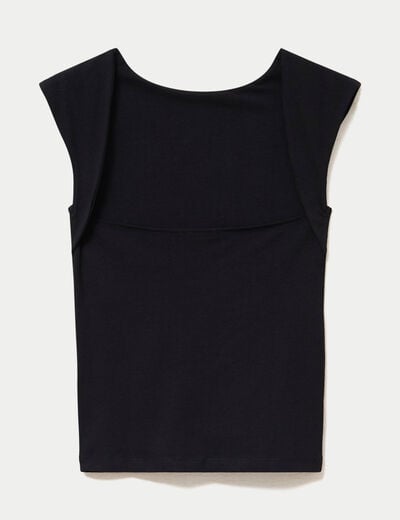 Top ajust&eacute; sans manches d&eacute;collet&eacute; dos noir
