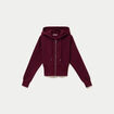 Sweat ajust&eacute; cropped &agrave; capuche bordeaux