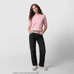 Jean regular taille basse denim noir ado