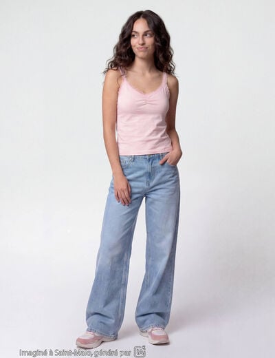 Jean Lenny wide leg taille standard denim triple stone