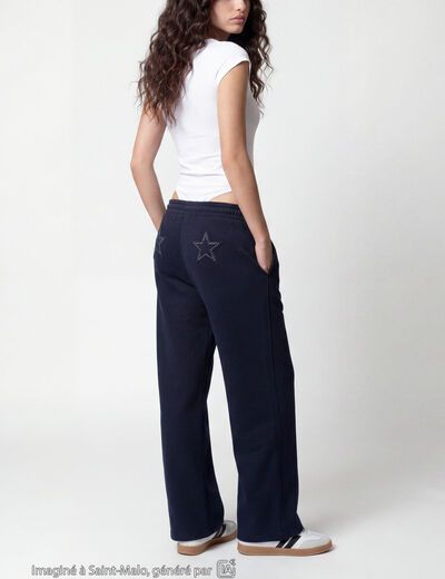 Jogging large en maille bleu marine