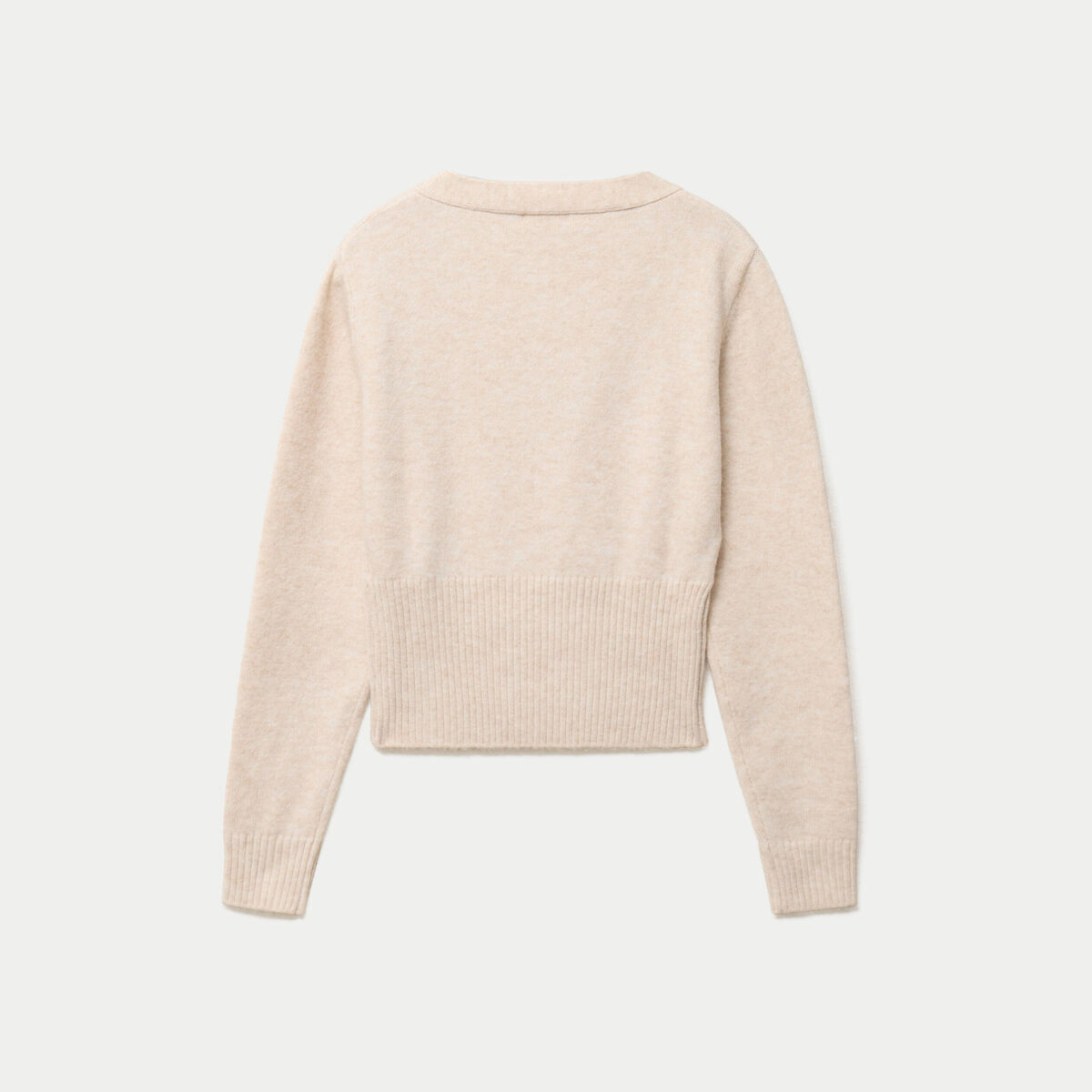 Pull col v manches longues beige