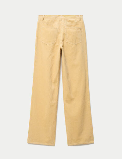 Pantalon bootcut en velours jaune pastel