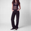 Pantalon bootcut en velours gris