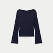 T-shirt cintr&eacute; col rond manches longues bleu marine