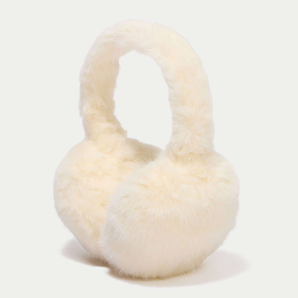 Cache-oreilles en fausse fourrure jaune pastel