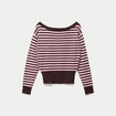 Pull col bateau manches longues marron fonc&eacute;