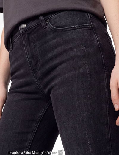 Jean skinny taille standard denim noir ado