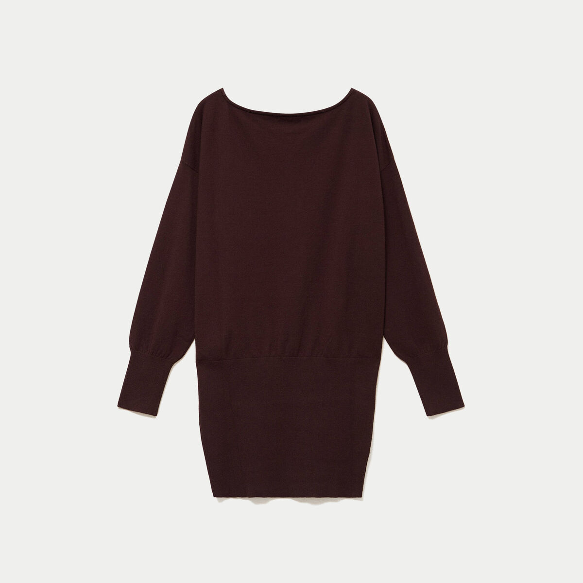 Robe pull col bateau manches longues marron fonc&eacute;