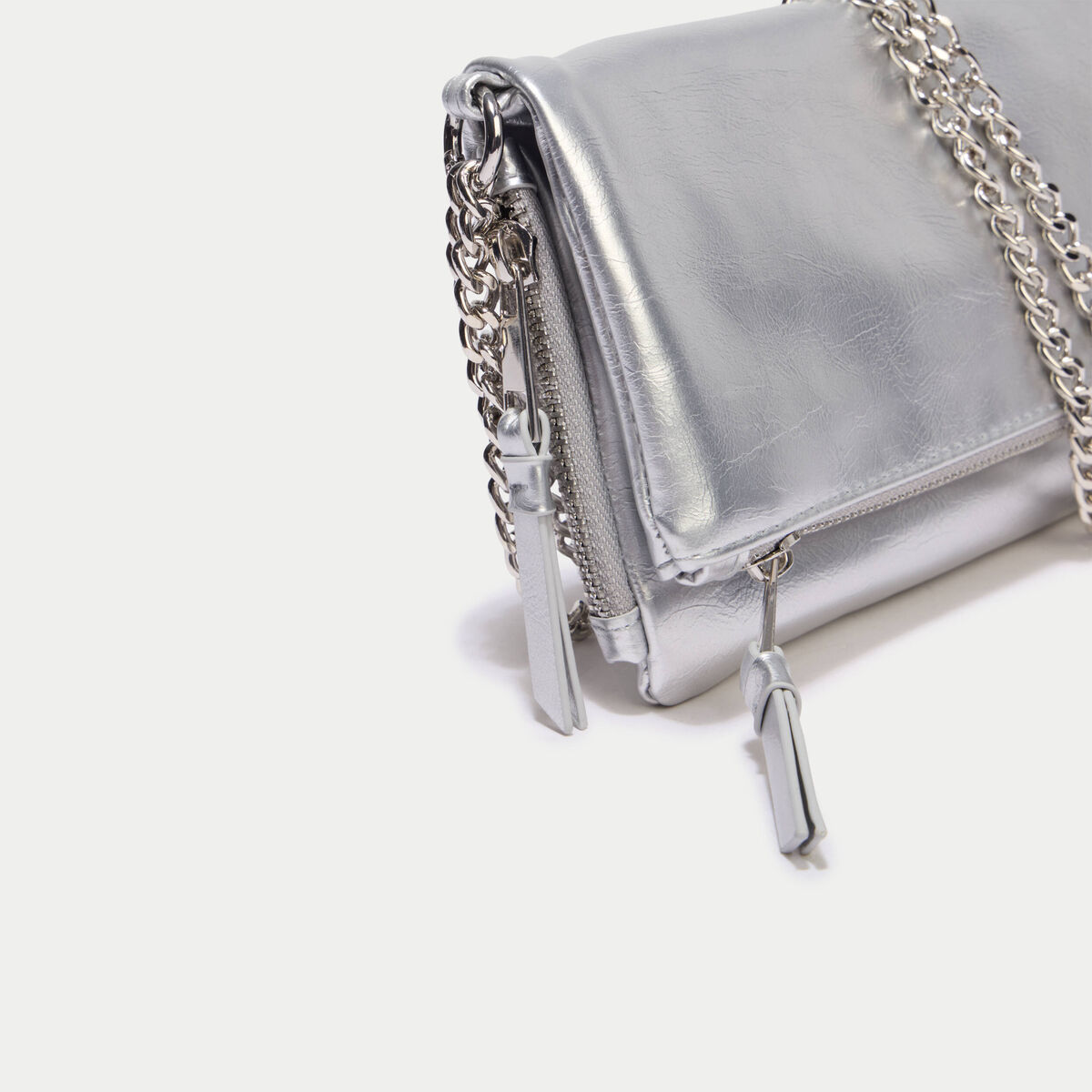 Sac avec cha&icirc;ne gris argent ado