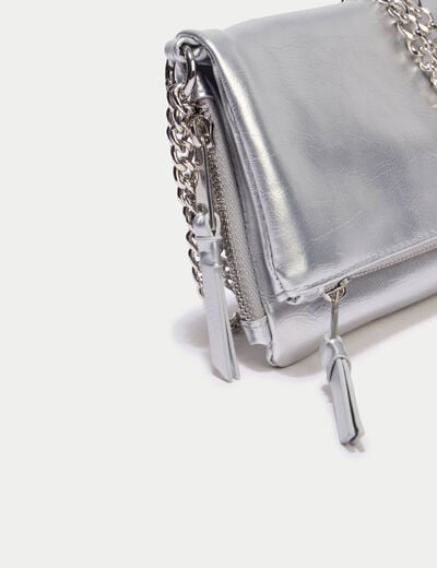 Sac avec cha&icirc;ne gris argent ado