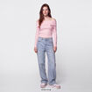 Top ajust&eacute; cropped manches longues rose clair