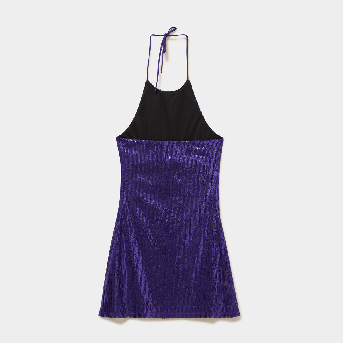 Robe sans manches &agrave; sequins col montant bleu electrique