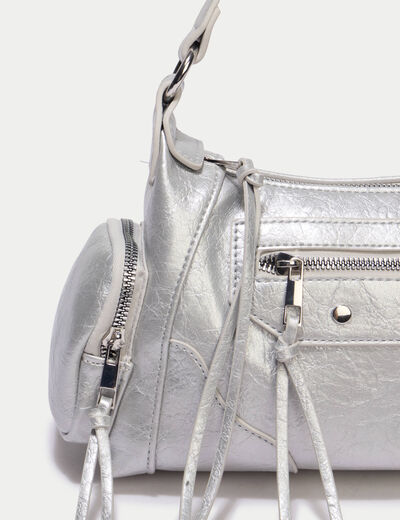 Sac &agrave; main gris argent
