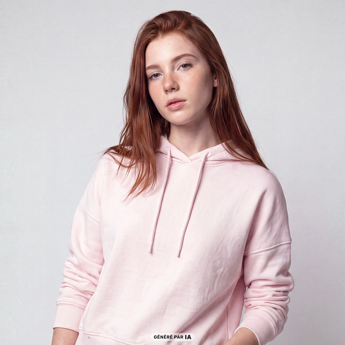 Sweat oversize &agrave; capuche manches longues rose clair