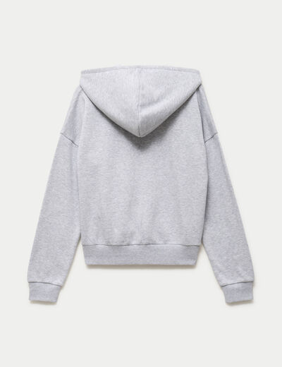Sweat oversize court &agrave; capuche gris clair