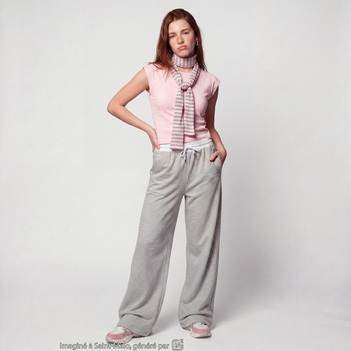 Jogging coupe large taille standard gris fonc&eacute;