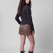 Short taille haute en similicuir taupe