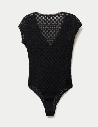 Body ajust&eacute; d&eacute;collet&eacute; en dentelle noir ado