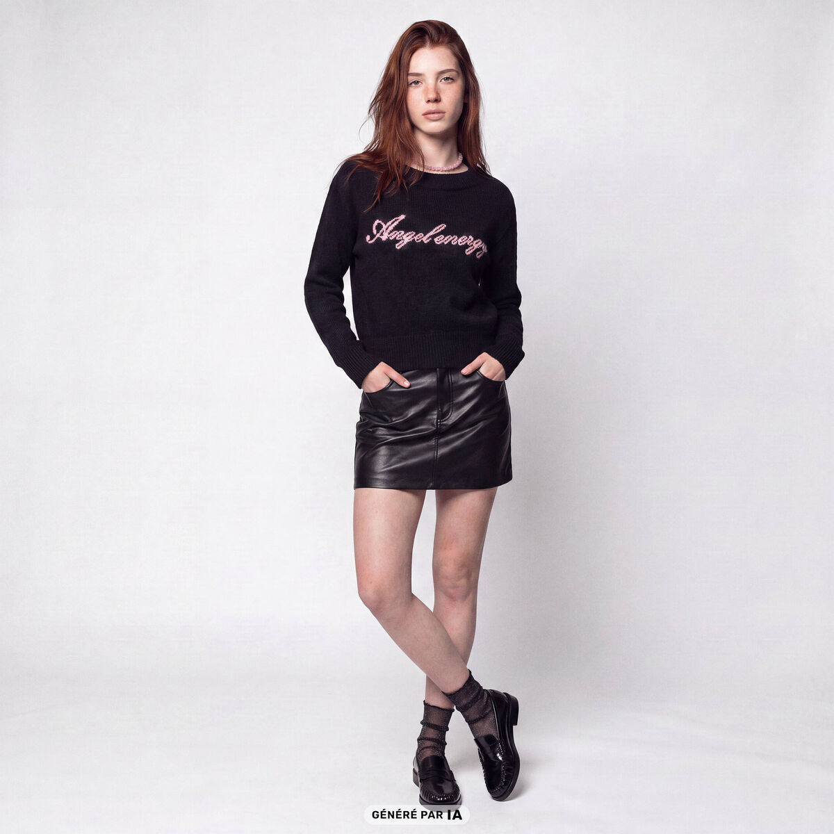 Pull col rond manches longues gris
