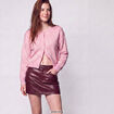 Gilet ajust&eacute; cropped manches longues rose