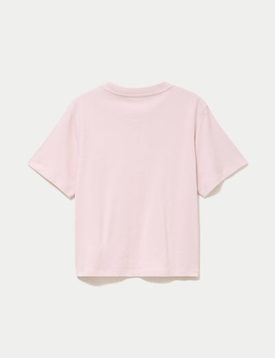T-shirt col rond manches courtes rose clair