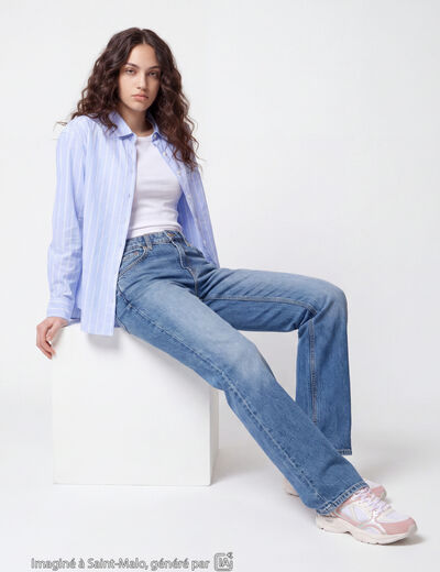 Jean Sam regular taille standard denim double stone