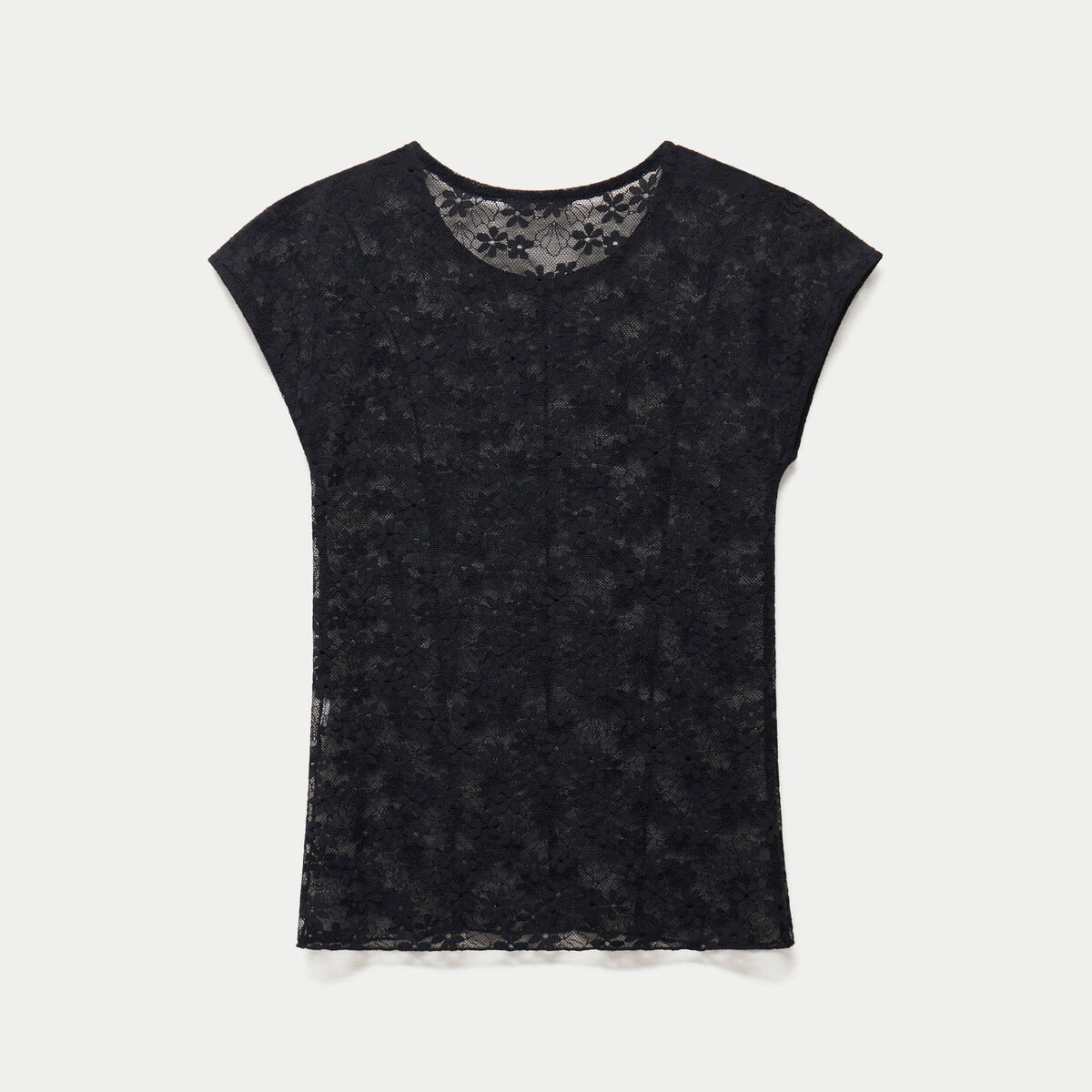 Top transparent sans manches dentelle noir ado