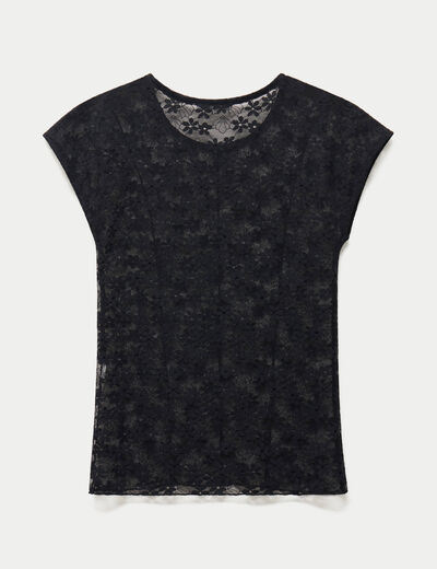 Top transparent sans manches dentelle noir ado