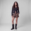 Short taille haute en similicuir taupe