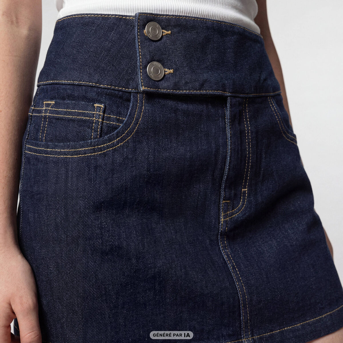 Jupe-short courte en jean denim brut ado
