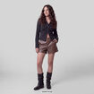 Short taille haute en similicuir taupe
