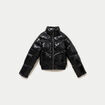 Doudoune courte brillante col montant noir
