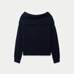 Pull col bardot manches longues bleu marine