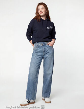 Jean Lenny wide leg taille standard denim double stone